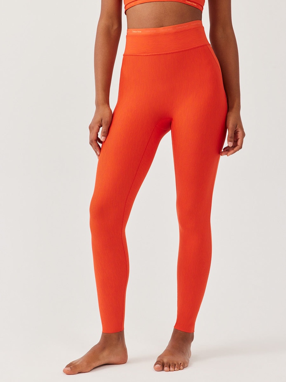 Outdoor Voices High-Rise Seamless Leggings in Orange